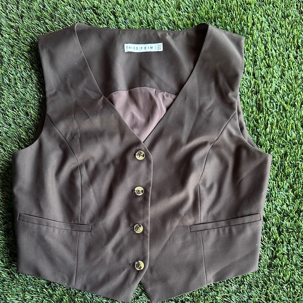 Third Form Metropolis Waistcoat Brown Button-Front Vest  Size 6